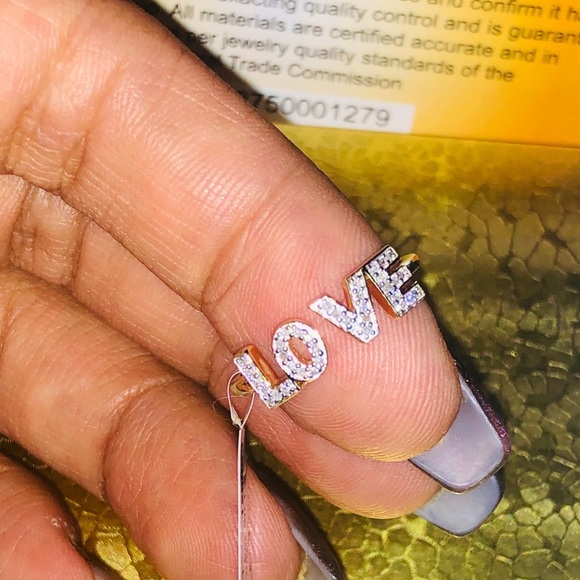 10k solid gold real diamond Love ring for women, Not Plated! free Appraisal sale - Picture 11 of 11